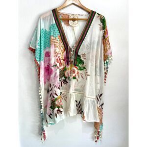Z&L made with love oversized kimono boho tazel floral beach casual women XS New